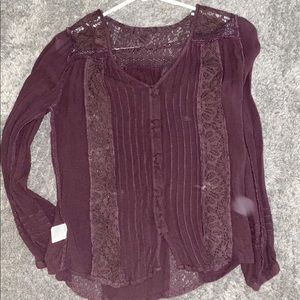 maroon long sleeve shirt